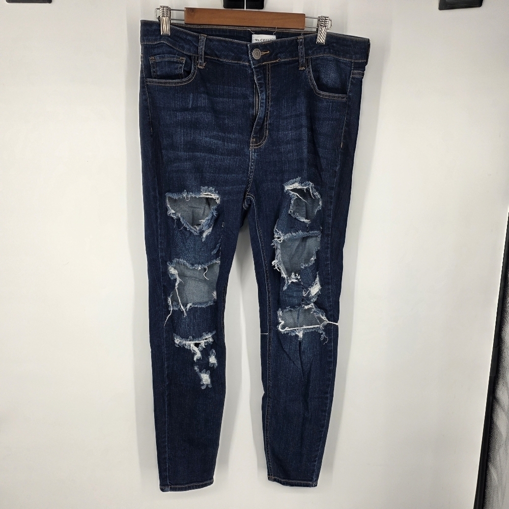 Ms. Cello Distressed Dark Wash Denim Jeans Women's Size 14